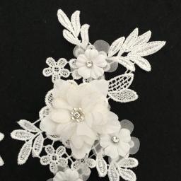 3D tridimensional flor decoração, pérola strass bordado, DIY vestuário artesanato suprimentos, preto e branco acessórios - Image 4