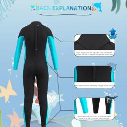 Crianças meninas meninos 3mm neoprene wetsuit térmico de uma peça volta zíper para esportes aquáticos mergulho natação surf - Image 5