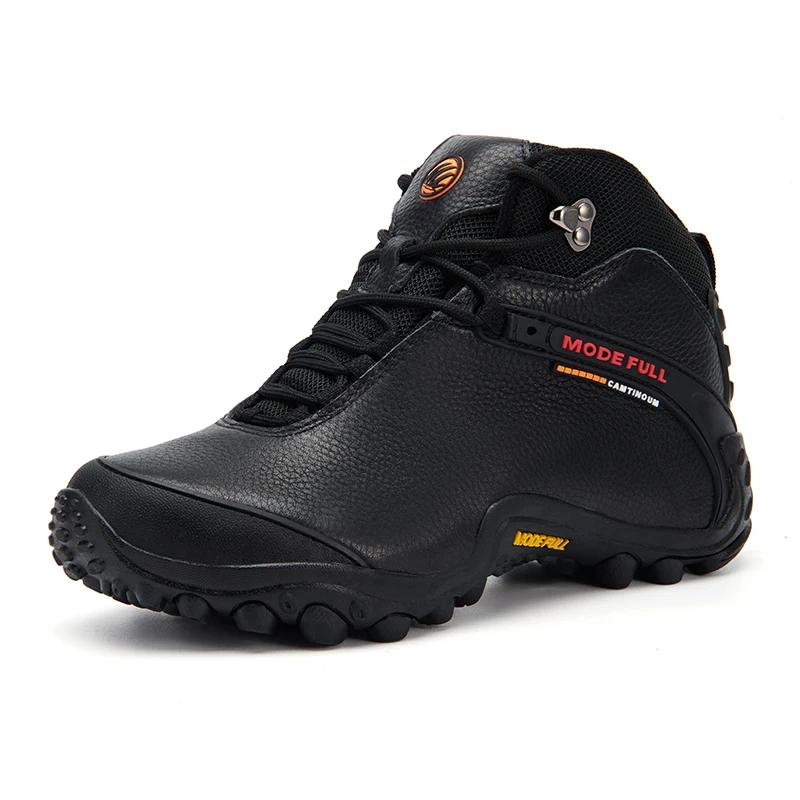 Botas de caminhada de inverno dos homens de couro de vaca para mulheres ao ar livre à prova dwaterproof água treeking sapatos de neve escalada montanha caça tênis caminhada - Image 1