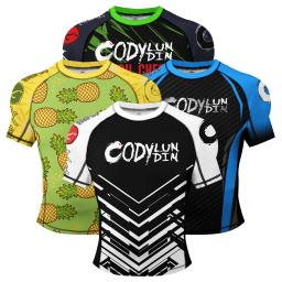 Camiseta masculina de borracha de manga curta, MMA Rash Guard, ginásio Fitness, boxe ao ar livre, Jiu Jitsu Bjj, quente - Image 1