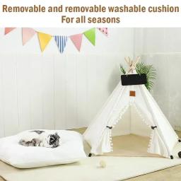 Tenda removível portátil para gatos e cães, Casa de cachorro lavável, Cama de cachorro coberta com almofada e quadro negro - Image 3