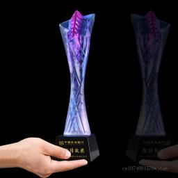 Criativo high-end troféu de cristal colorido, prêmio lettering personalizado, equipe comenda serviço, decoração para casa gravura, novo - Image 2