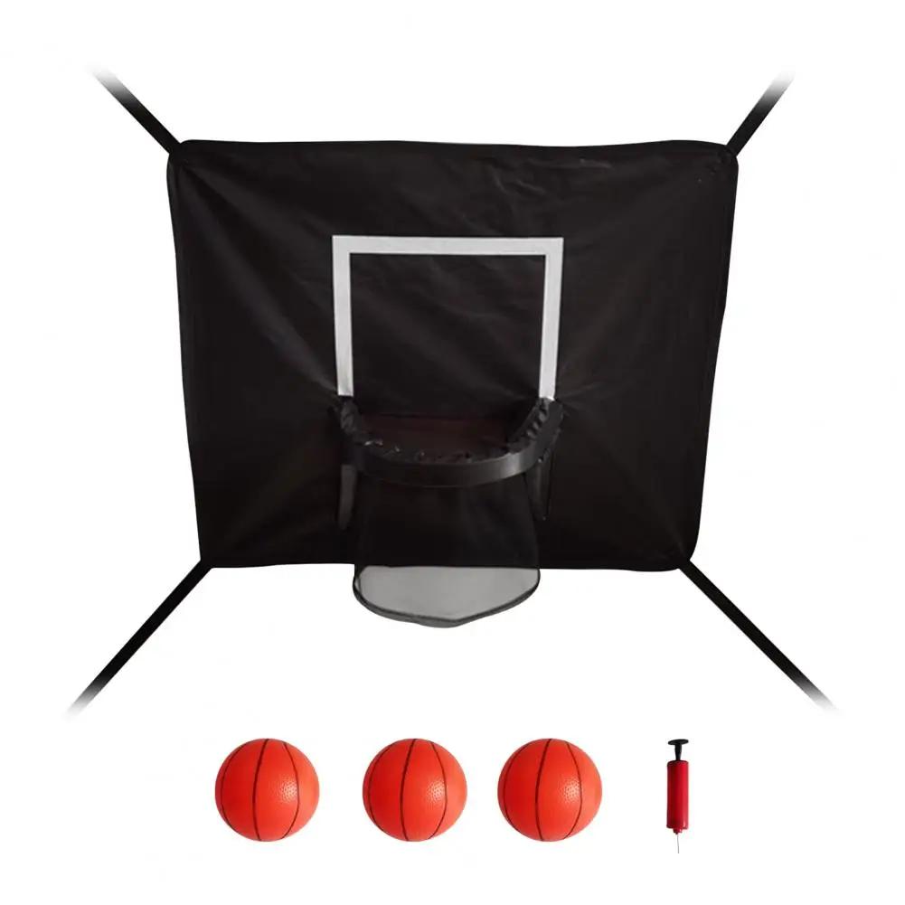 Mini cesta de basquete para trampolim com gabinete rack de basquete com 3 mini bolas e bomba acessório de trampolim esportivo - Image 1