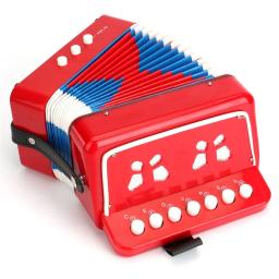 Mini acordeão para crianças, instrumentos musicais, 3 botões de ar, rosa, vermelho, branco, criança, crianças, crianças, iniciantes, 10 chaves - Image 2