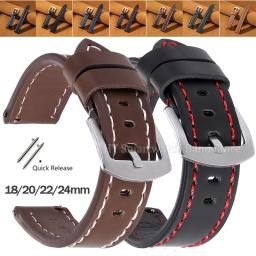 Pulseira de relógio de couro de vaca 18mm 20mm 22mm 24mm para pulseira smartwatch universal de liberação rápida pulseira de relógio de substituição masculina - Image 1