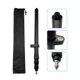 Fibra de carbono portátil 4 seções Pólo telescópico, Haste de mapeamento, Liga de alumínio preta, Prisma GPS, Novo comprimento 52-150cm - Image 2