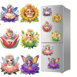 Ímã de geladeira Forma especial para Artesanato DIY, Arte Acrílica Ímãs, Pintura Diamante, Decalques Geladeira, Presente Party, Cute Girls, 6Pcs - Image 1
