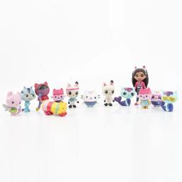 13 pçs gabby dollhouse anime figura brinquedo carro sorridente gato abraço gaby menina bonecas mercat dos desenhos animados figura de ação crianças presentes de aniversário de natal - Image 3