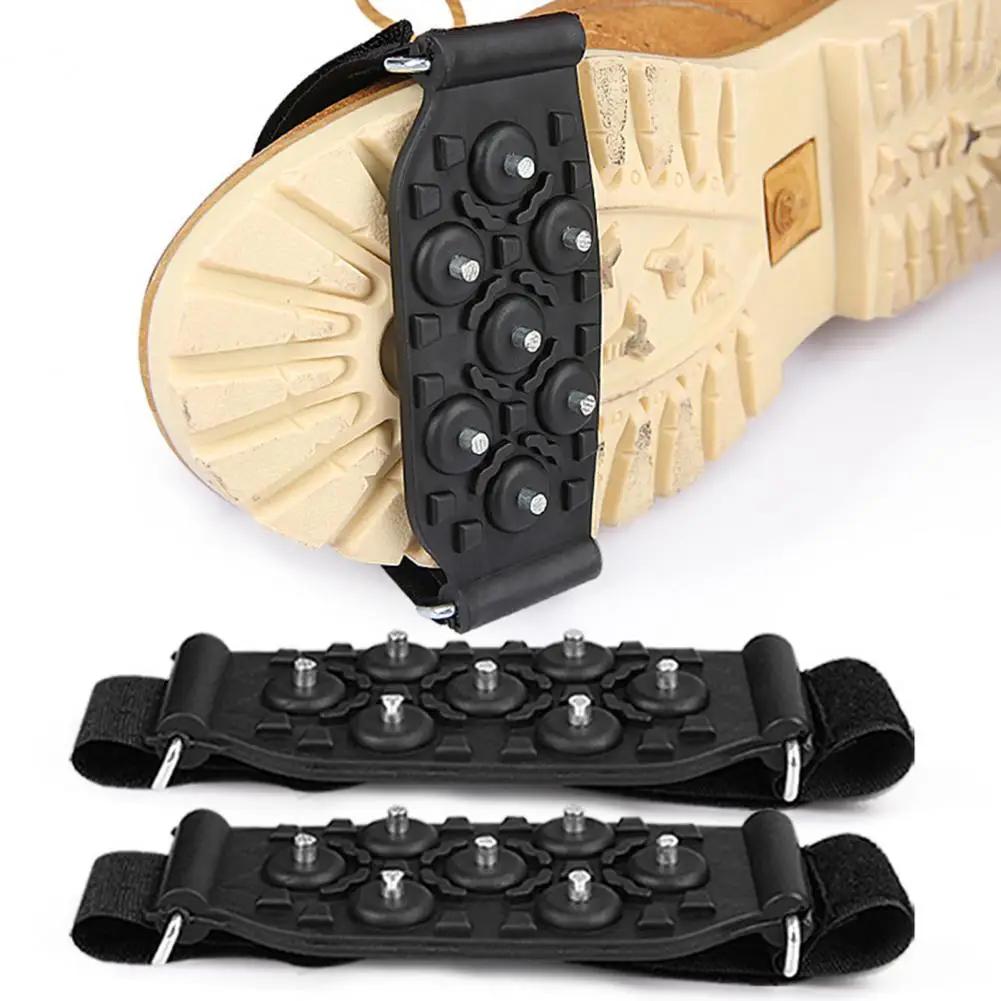 Sapatos chuteiras de gelo 7 pontas fita fixadora ajustável antiderrapante botas de escalada ao ar livre apertos de neve gelo crampons pinça - Image 1