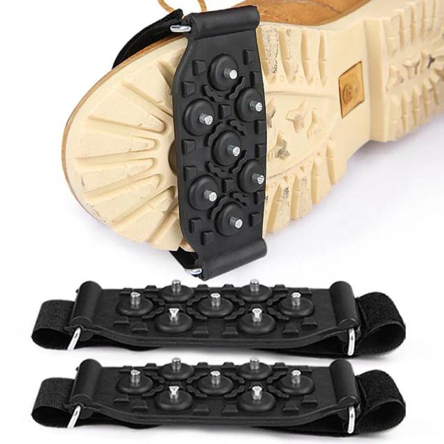 Crampons de Gelo 7 Pontas Ajustáveis Antiderrapante para Botas de Escalada e Neve