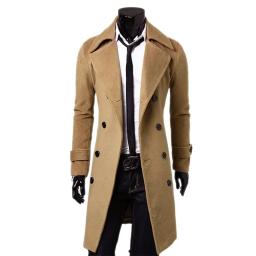 Casaco longo trespassado masculino, jaqueta de outono, cor sólida, auto-cultivo, alta qualidade, marca de moda - Image 4