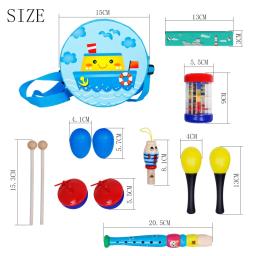 Orff Musical Instrument Set, gaita, martelo de areia, ovo, castanholas, flauta de madeira, brinquedos para bebês, crianças, presentes infantis, 8 pcs - Image 2