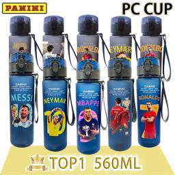 Ronaldo Messi Mbappe Neymar Water Cup, Copa esporte ao ar livre, presente plástico portátil, grande capacidade, estrela do futebol, atacado, 560ml - Image 1