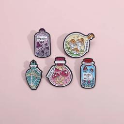 Broche De Esmalte De Vidro Desejando Garrafa De Desenhos Animados, Gato Fantasma, Cogumelo Lua, Emblema De Metal De Garrafa De Planeta, Pin De Lapela De Animal Do Punk, Presentes De Jóias - Image 2