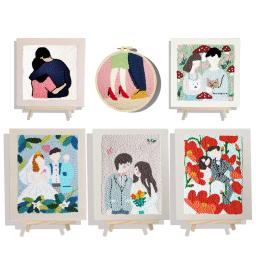 Amantes punch agulha bordado kits para iniciantes fio macio perfurador agulha bordado kit diy artes artesanato needlework decoração da sua casa - Image 1