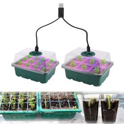 Seed Starter Tray Box com LED Grow Light, Nursery Pot, Plantador de germinação de mudas, Ventilação ajustável, Umidade 6, 12, 13 Cell - Image 1