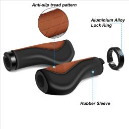 Punhos ergonômicos de bicicleta antiderrapante, Punhos de borracha do guiador, E-Bike Brown, 22,2mm - Image 3