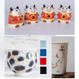 Jingdezhen Esmalte monocromático concentrado de média e alta temperatura1160-1250 ° C DIY Cerâmica Underglaze Pintura 12 Cores - Image 2