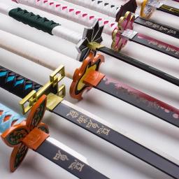 72/104cm demon slayer katana kimetsu não yaiba lâmina anime cosplay prop tanjirou mitsuri tamanho real japonês katana sabre brinquedo do miúdo - Image 5