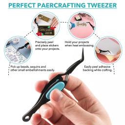 1pc de aço inoxidável curvado/reto pinças de ponta fina pinça de artesanato de aperto reverso para fazer cartão enfeites artesanais com facilidade - Image 3
