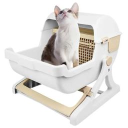 Sanitário semi-automático para gatos, fácil limpeza, lavatório aberto, à prova de respingos, suprimentos de simplicidade, novo - Image 6