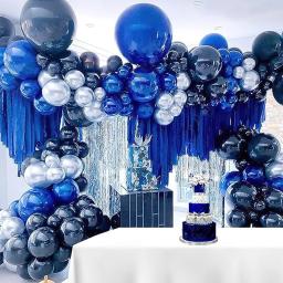Kit De Arco De Garland De Látex Balão, Festa De Aniversário, Casamento, Graduação, Decoração De Chuveiro De Bebê, Azul Royal e Prata - Image 1