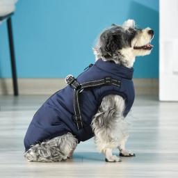Impermeável grande Pet Dog Jacket com arnês, inverno quente cachorro roupas, casaco Labrador, Big Dog Outfit, Chihuahua, buldogue francês - Image 3