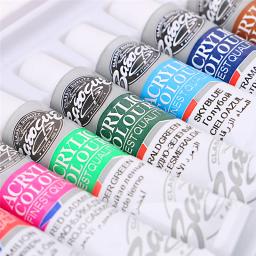 Conjunto profissional de tintas acrílicas, tubos pintados à mão, artista desenhar pintura pigmento, escova livre, 6 ml, 12 cores - Image 2