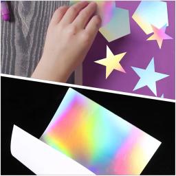 Holográfico DIY Artesanato Material Decalques para Criança, Metálico Arco-íris Papelão, Papelão Scrapbook Artesanato - Image 4