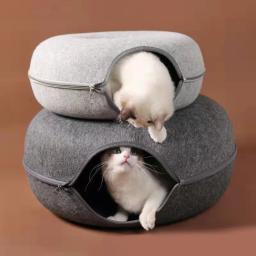 Brinquedo interativo para gatos de estimação, túnel, cama para gatos, uso duplo, interno, exercício, produtos para treinamento - Image 3