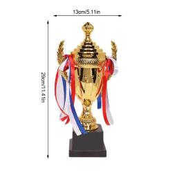 Personalizado grande ouro troféu Copa, fita colorida, prêmio de ouro para esportes, torneios, futebol, futebol, League Match - Image 2