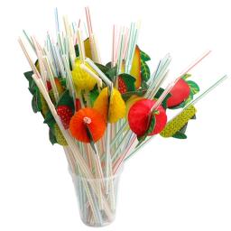 100 pçs/lote 24cm 3d festa de palha multicolorido frutas plástico palha cocktail beber palha havaiano decoração festa bebida decoração - Image 2