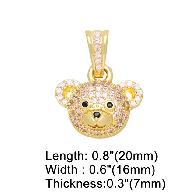 Pingente de Urso Multicolorido em Cristal com Banho de Ouro para Colares - Suprimentos de Jóias Artesanais Pdtb188