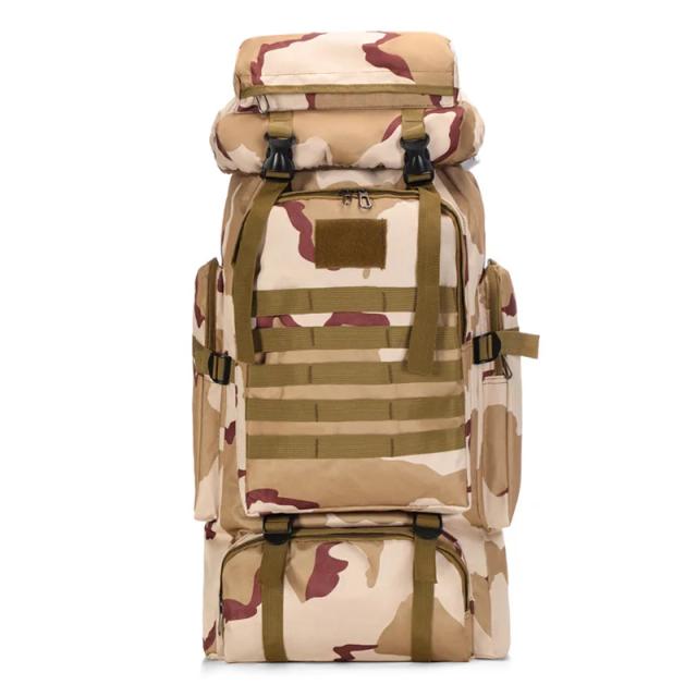 Mochila Tática Impermeável Camuflada 80L para Camping e Montanhismo com Grande Capacidade