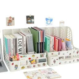 Acrílico Particionado Estante, armazenamento Rack, Desktop Book e Papelaria Armazenamento Rack, Estudante Estudo Suprimentos - Image 1