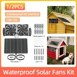 Impermeável Solar Powered Fan Kit, 15W, 12V, IP65, regular a temperatura, ventilação, casa Coop Estufa - Image 1