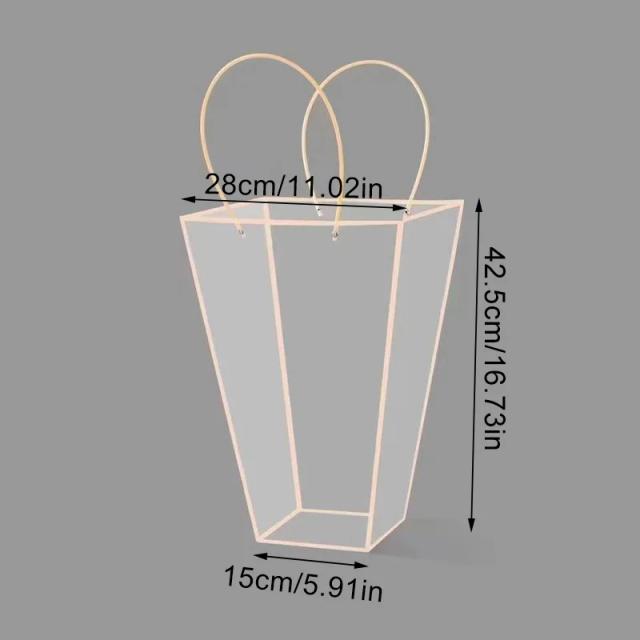 Saco de Flor Transparente de PVC para Casamentos e Aniversários com Bouquet de Rosas - Embalagem Elegante para Presentes