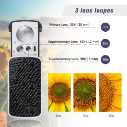 Lupa de jóias com luz UV LED, lupa de bolso deslizante, lente óptica para moedas e selos de diamantes, 30X, 60X, 90X - Image 4