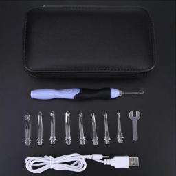 Costura Conjunto com Luz LED, Crochet Ganchos, Agulhas de Tricô, DIY Tecelagem, Camisola Kit Ferramentas, Acessórios De Costura, USB, 9 em 1, Novo - Image 4