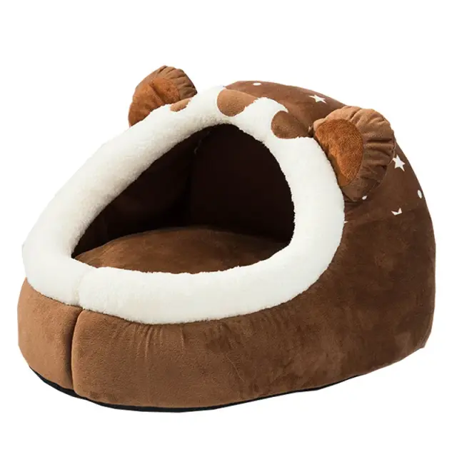 Cama Aconchegante de Inverno para Cães e Gatos com Auto-Aquecimento e Tenda Estilo Caverna para Conforto Indoor