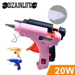 Dizainlife 20w ue pistola de cola quente 7mm varas cola diy mini ferramenta elétrica reparo temperatura calor industrial thermo - Image 1