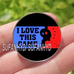 Aço inoxidável Eu amo o broche do hóquei para a trouxa, joia do esporte do campo para mulheres e homens, pinos populares - Image 4