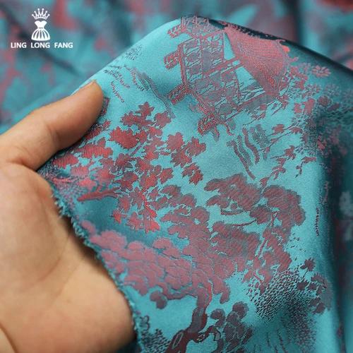 Tecido Jacquard de Seda Simulada para Cheongsam em Duas Cores - Elegância e Sofisticação em Cetim Brocado a Metro