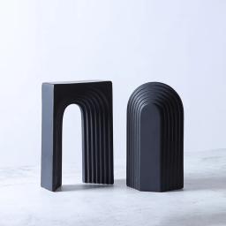 Artesanato geométrico criativo de cerâmica, arco semicircular, estatuetas decorativas em preto e branco, acessórios de decoração para casa - Image 4