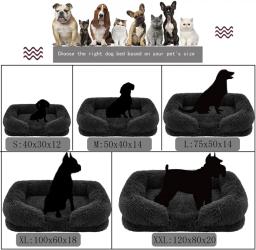 Ortopédica Faux Fur Memória Espuma Lounger, Cozy cama do cão de pelúcia, camas quadradas, Quente Almofada Pet, Fofo com Remover Tampa, lavável - Image 2