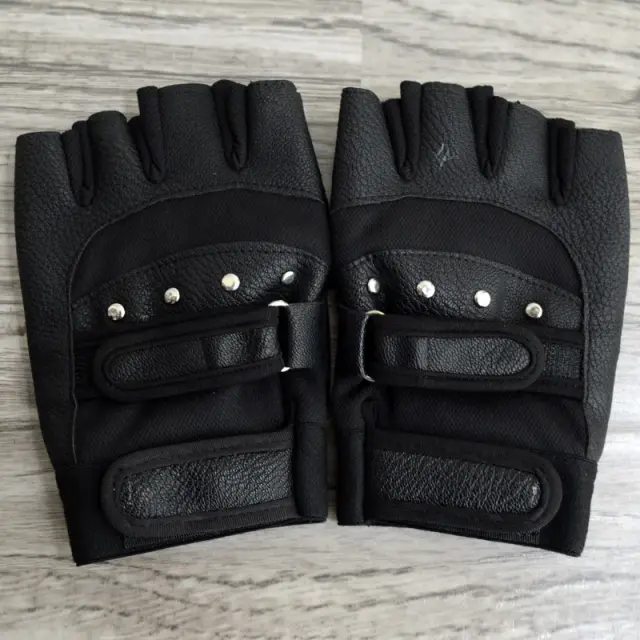 Luvas de Pulso para Esportes - Meia Luva de Dedo em Couro para Fitness e Equitação Masculina