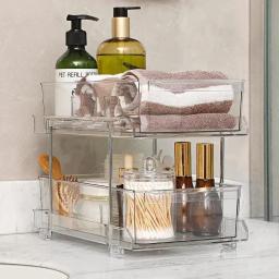 Limpar Organizador Multi-Funcional com Divisórias, Banheiro Bancada Rack, Cozinha Snack Titular De Armazenamento, 2 Camadas - Image 2