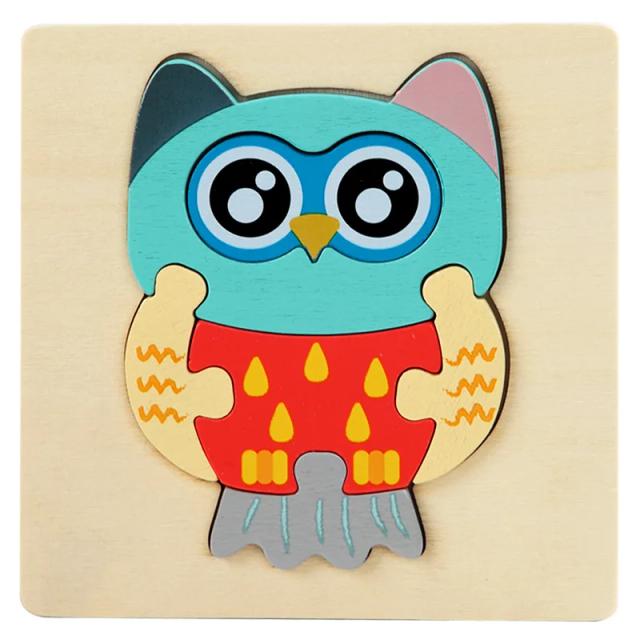 Quebra-cabeça de Madeira Montessori Animais Cognitivo 107x107mm