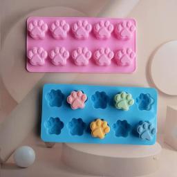 Dog Paw Silicone Candy Mold Cat Paw Chocolate Cubo de gelo Pode assar biscoitos de biscoito de cachorro Moldes Bandeja de cozimento de silício 10 cavidades - Image 3