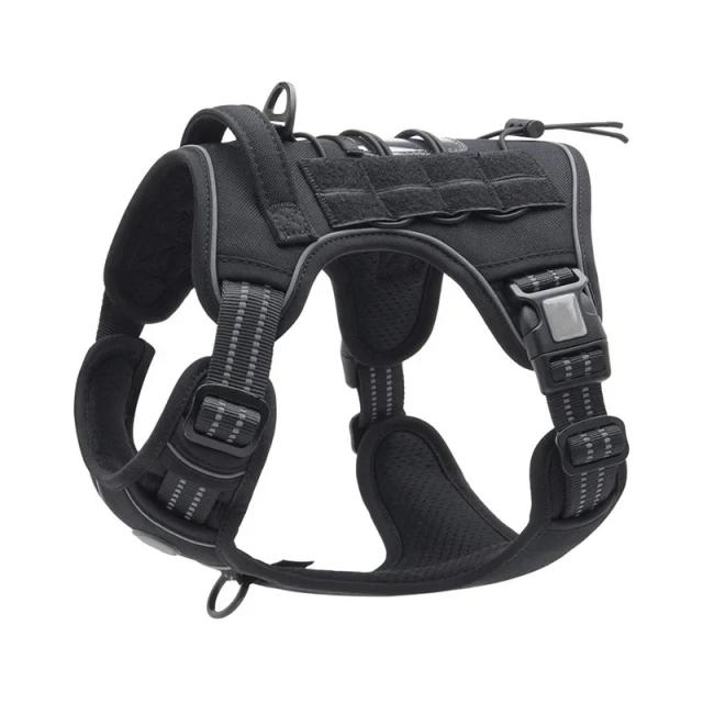Arnês Tático Ajustável para Cães Grandes - No Pull, Refletivo e Ideal para Treinamento e Atividades Militares